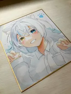 猫*腐様 【ミニ色紙】妖狐のお姉さん/アナログ/イラスト/オリジナル