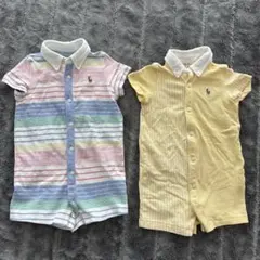 Ralph Lauren ストライプロンパース2点セット