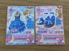 アイカツカード ブルーティアードフリルワンピース ブルーリボンウエッジソール