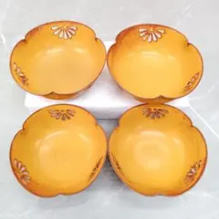 ♢N494 小鉢 鉢 小皿 皿 菊 在銘 4点セット 陶器 和食器 径約12cm