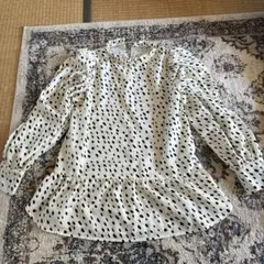 &.NOSTALGIA ドット柄 フリルネック 長袖ブラウス