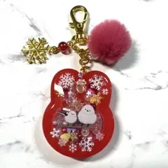 7201☆ シマエナガ　シェイカー　キーホルダー　レジン　ハンドメイド