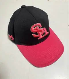 ソフトバンクホークス　Majestic キャップ 黒×ピンク