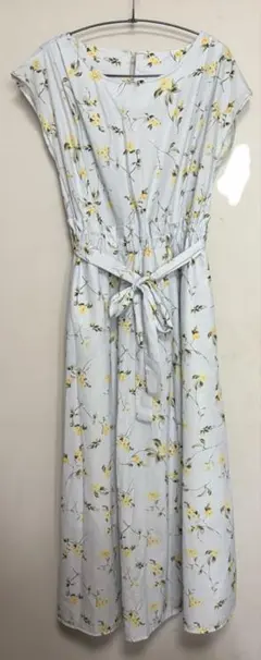 VIS ロングワンピース　水色　花柄