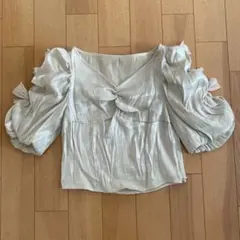 one after another NICE CLAUP リボン付きトップス