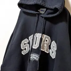 NBA サンアントニオスパーズ 刺繍 スウェットパーカー ブラック 黒 古着