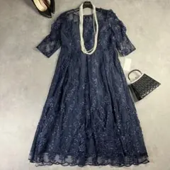 【新品】ハレモード 総レースドレス 紺 LL 大きいサイズ ワンピース 結婚式