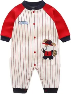 ベビー服 野球風 カバーオール 春秋 長袖 ロンパース