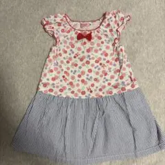 【ホットビスケッツ】花柄ストライプ半袖ワンピース