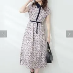 ナチュラルクチュール　襟付きレトロワンピース　オフホワイト　春　きれいめ　上品