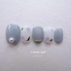5428 ジェルネイルチップ ブルー フラワー ブルー ローズ 薔薇