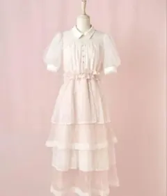 An MILLE アンミール ギンガムフリルオフショルワンピース ピンク
