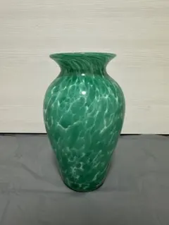 ビンテージ　ガラス花瓶　刻印あり　グリーン