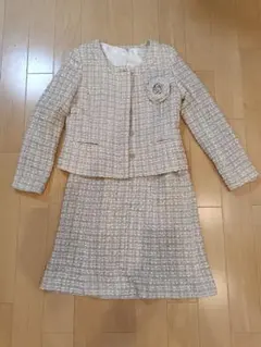 ナチュラルビューティベーシック　ベージュ系 ツイードジャケット・スカートセット