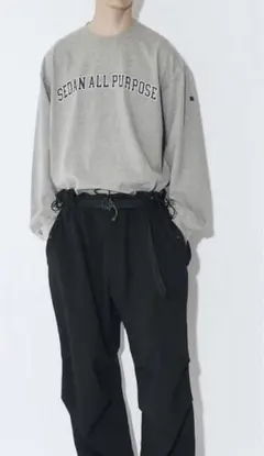MASONPRINCE ナイロン カーゴパンツ ワイド グレー ウエストゴム