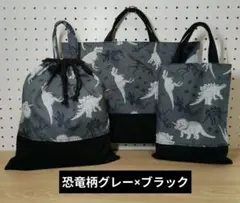 レッスンバッグセット★恐竜柄×ブラック