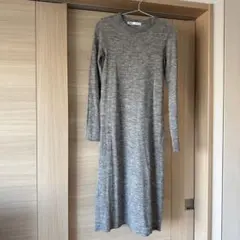 2/28までの出品　最終値下げ　ZARA グレー ニット ロングワンピース 長袖
