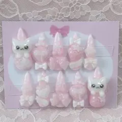 ネイルチップ 量産型 地雷系 ねこ ピンク