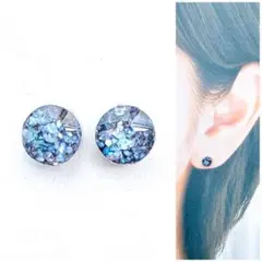 ブラック5mmサークルピアス/イヤリング　人気　再販