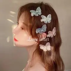 405B 蝴蝶蕾絲髮夾髮夾5件套 韓國 蝴蝶 蝴蝶