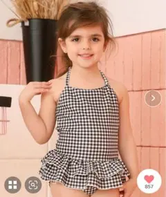 女の子用ギンガムチェック水着