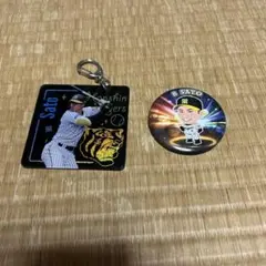 阪神タイガース キーホルダーと缶バッジセット佐藤輝明