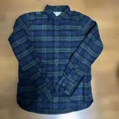 old 無印良品　フランネル 長袖シャツ ダークネイビーチェック