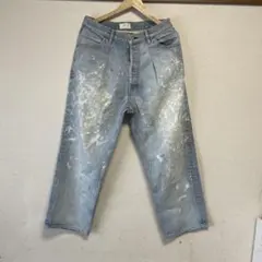 HERILL スプラッシュ ペイント加工 デニムパンツ ライトブルーのサムネイル