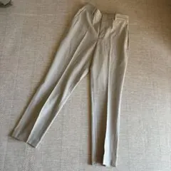 ユニクロ　チェック柄 センタープレスパンツ ベージュ