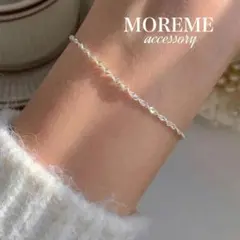✨金アレ対応✨シルバー 華奢 ツイスト チェーン ブレスレット シンプル 上品