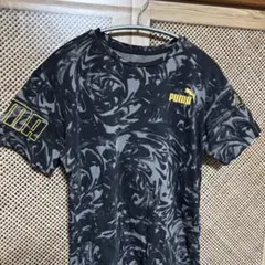PUMA プーマ レディース Tシャツ 半袖 総柄 ブラック グレー F