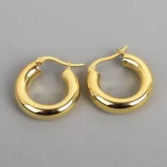 チャンキーフープピアス（ゴールド）ぷっくり トレンド ニュアンス No128