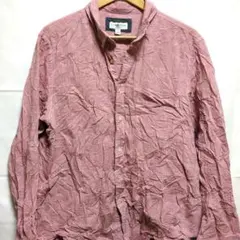 コットンシャツ【XL】赤/白スリムフィット カジュアル