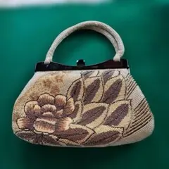 ビーズ刺繍 ハンドバッグ 花柄 昭和レトロ