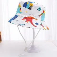 バケットハット　恐竜　ホワイト　キッズ　54cm