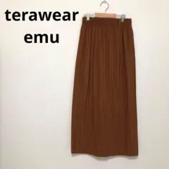 terawear emu リブスカート　M リブ　茶色　ロング丈　M