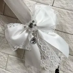 ②♡2キンブレリボン　ペンライトリボン　ホワイト×ホワイトレース