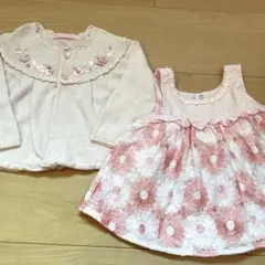 mezzo piano 70cm カーディガン　エプロンドレス　セット