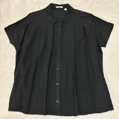 UNIQLO ユニクロ　半袖ドレープシャツ　黒　Mのサムネイル