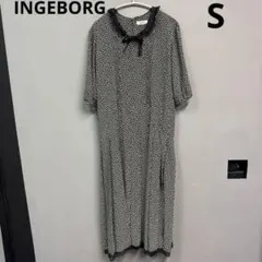 INGEBORG ロングワンピース　花柄　レース　シャツワンピース　S