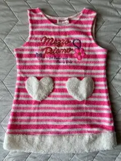 メゾピアノ　100　ジャンバースカート　フリース　ロゴ刺繍