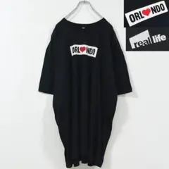 4XL相当　US古着　オーランド　テーマパーク都市　ボックスロゴ　黒　Tシャツ