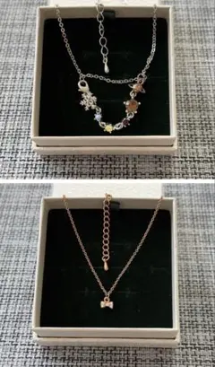 宇宙モチーフとリボンネックレスセット