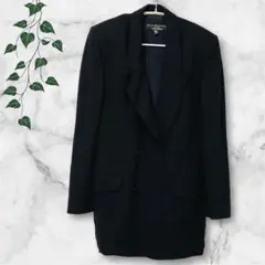 【USA製】ヴィンテージ ダブル ロングジャケット 漆黒 肩パッド モード 8