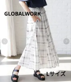 GLOBALWORK エアリーリラックスフレアスカート ホワイト　Lサイズのサムネイル