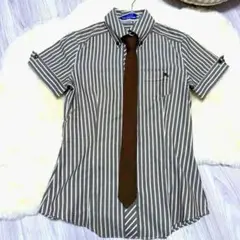 BURBERRY BLUE LABEL 半袖シャツ ブラウス ストライプ