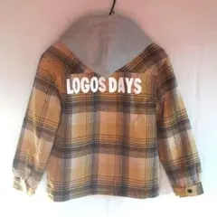 LOGOS DAYS フード付き チェック 中綿ジャケット バックロゴ 150