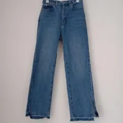 スローブイエナ ストレートデニム ライトブルー サイドスリット