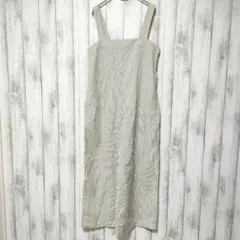 ユニクロ (L)　リネンブレンドサロペット　ストライプ　ポケットあり　ベルト不足