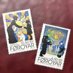78262セール現品限　外国切手　フェロー諸島発行xマス2種揃